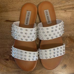 Steve Madden sandals white with spikes size 6